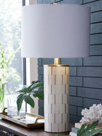 Faridworth - Lampe de table en poly, finition blanche/dorée