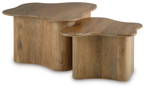 Abeford - Marron - Table basse d'appoint (ensemble de 2)