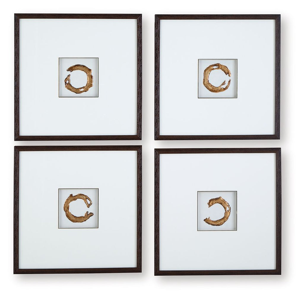 Dallbourne - Finition blanche/dorée - Ensemble de décoration murale (lot de 4)