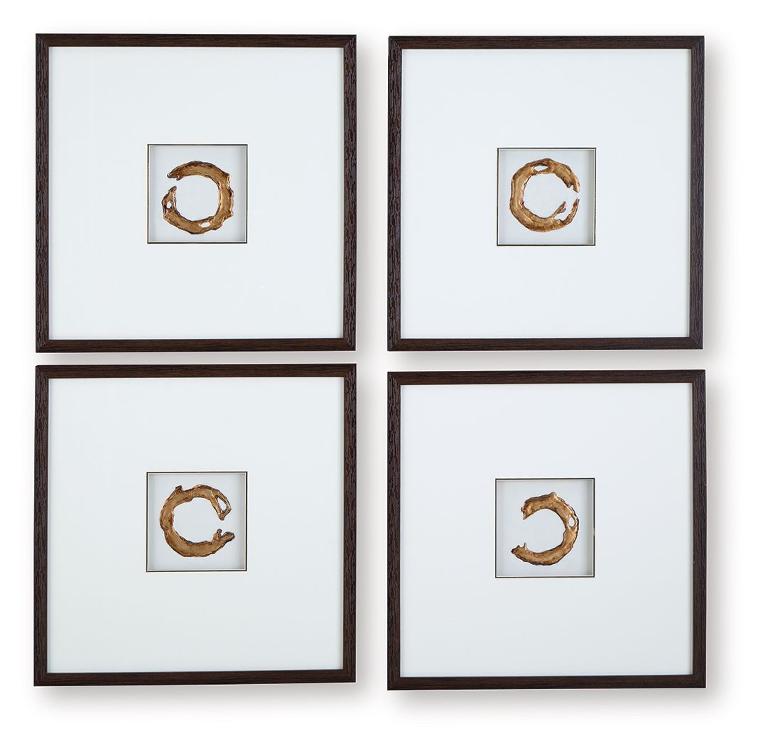 Dallbourne - Finition blanche/dorée - Ensemble de décoration murale (lot de 4)