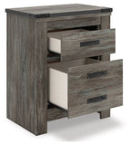 Frandern - Gris - Table de chevet à deux tiroirs