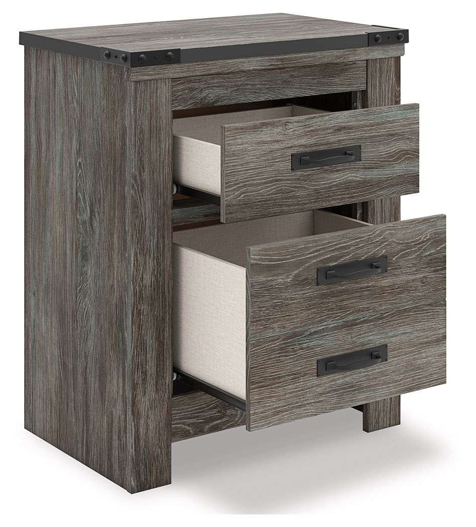 Frandern - Gris - Table de chevet à deux tiroirs