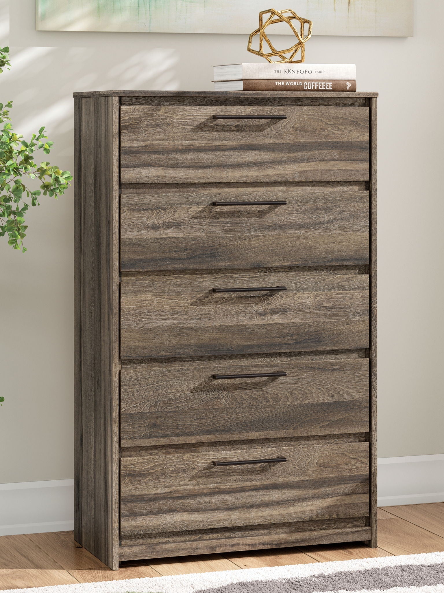 Elbrim - Marron - Commode à cinq tiroirs