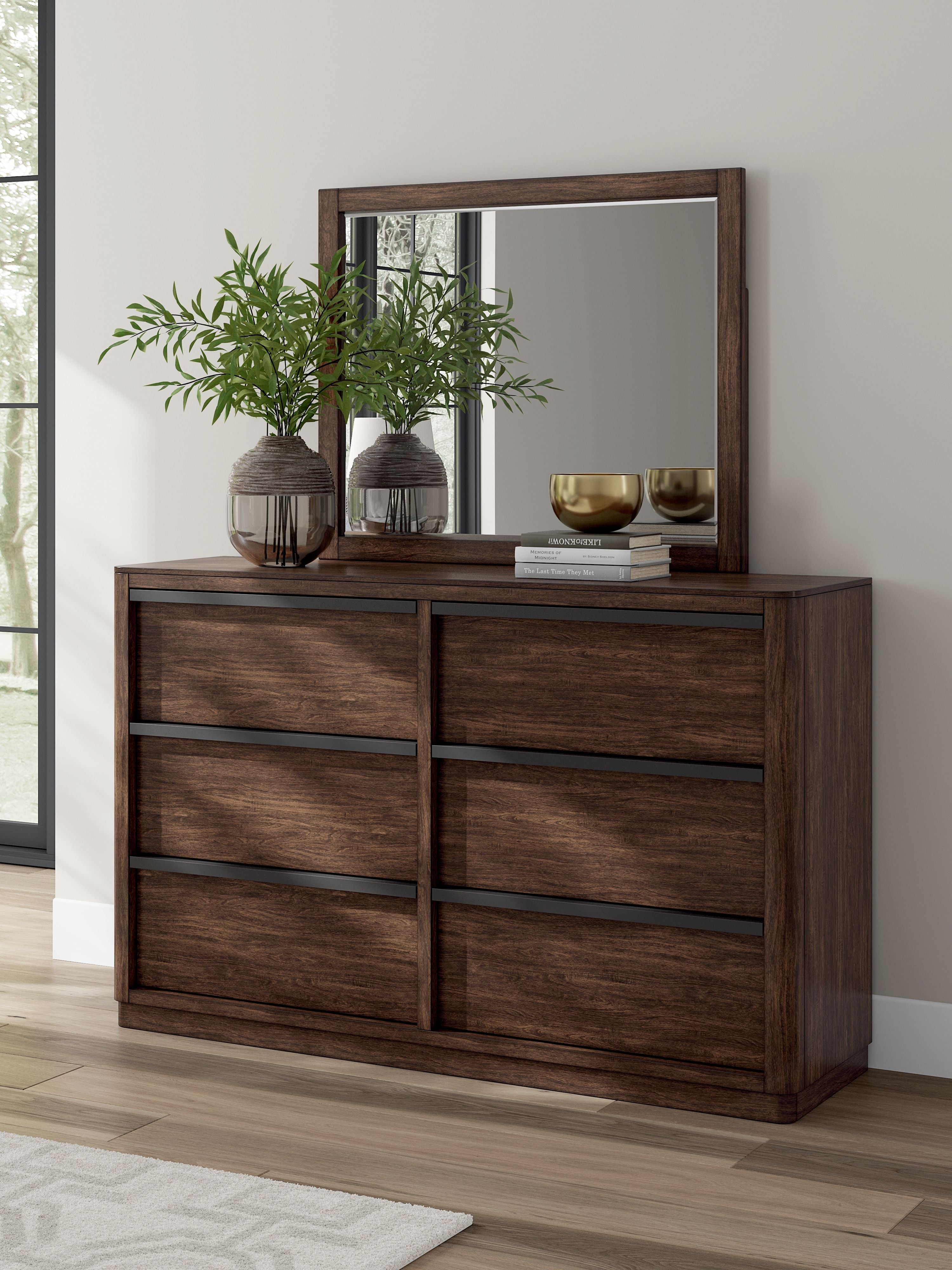 Dilenno - Marron foncé - Commode et miroir
