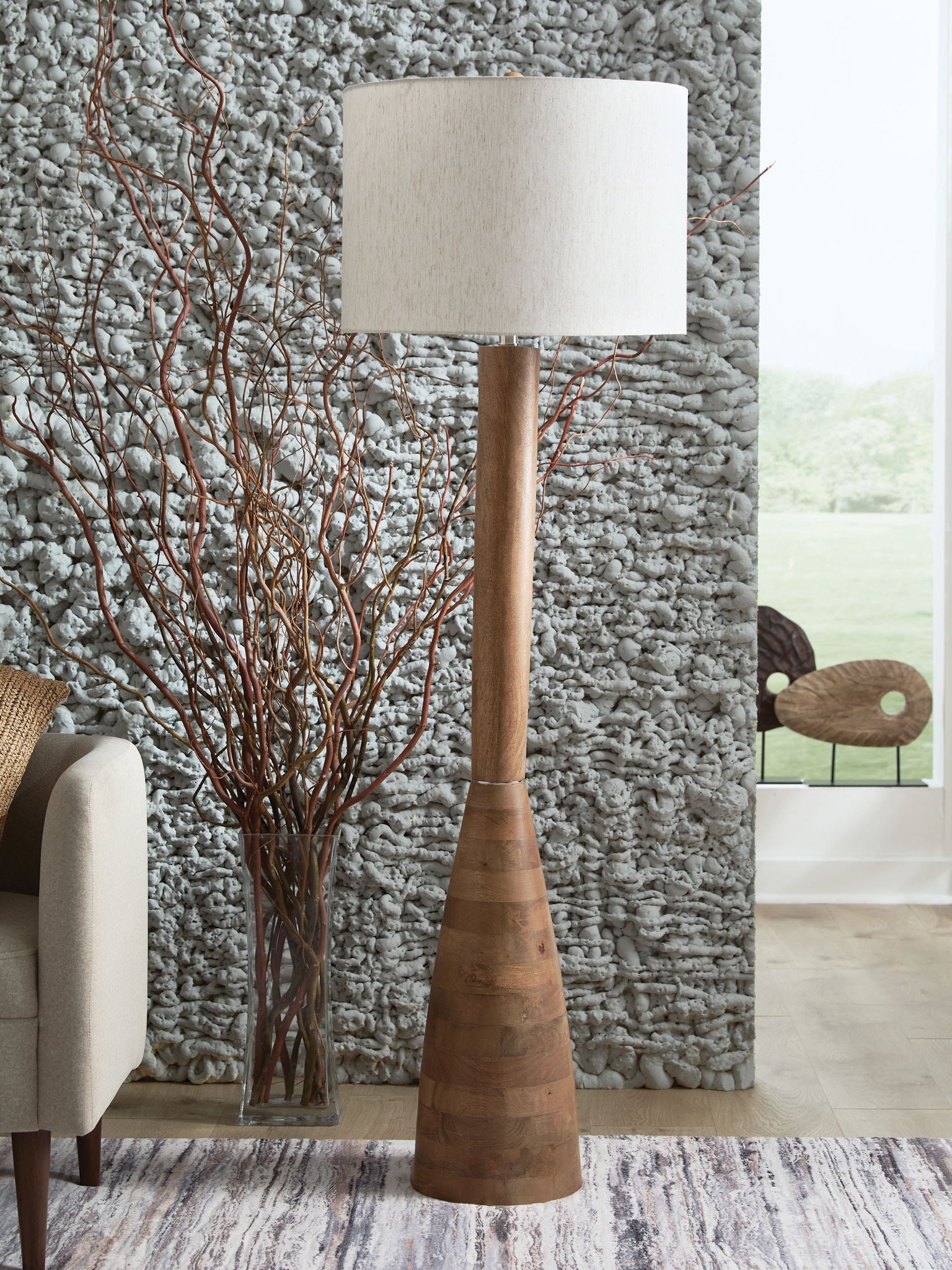 Ailsa - Brun Naturel - Lampadaire en Bois