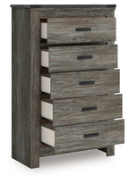 Frandern - Gris - Commode à cinq tiroirs
