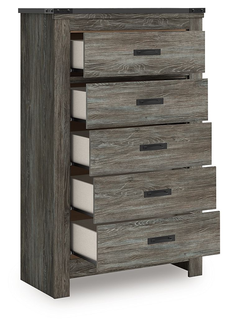 Frandern - Gris - Commode à cinq tiroirs
