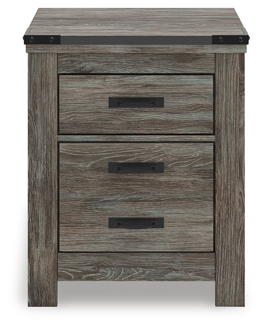 Frandern - Gris - Table de chevet à deux tiroirs