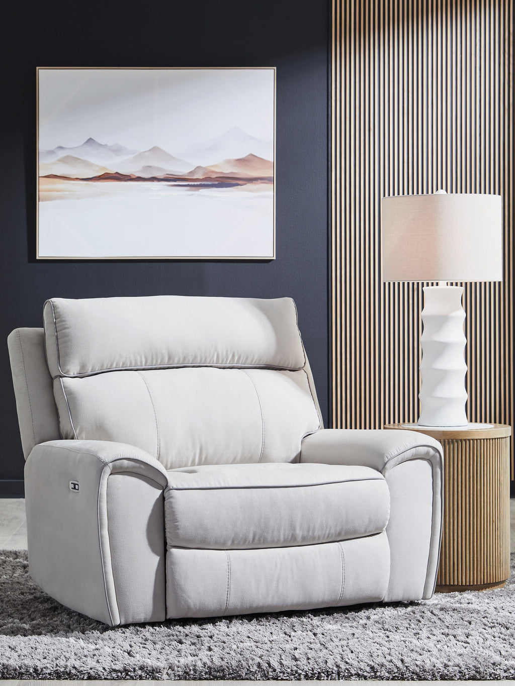 Social Pointe - Perle / Frêne - Fauteuil inclinable électrique / Appuie-tête réglable