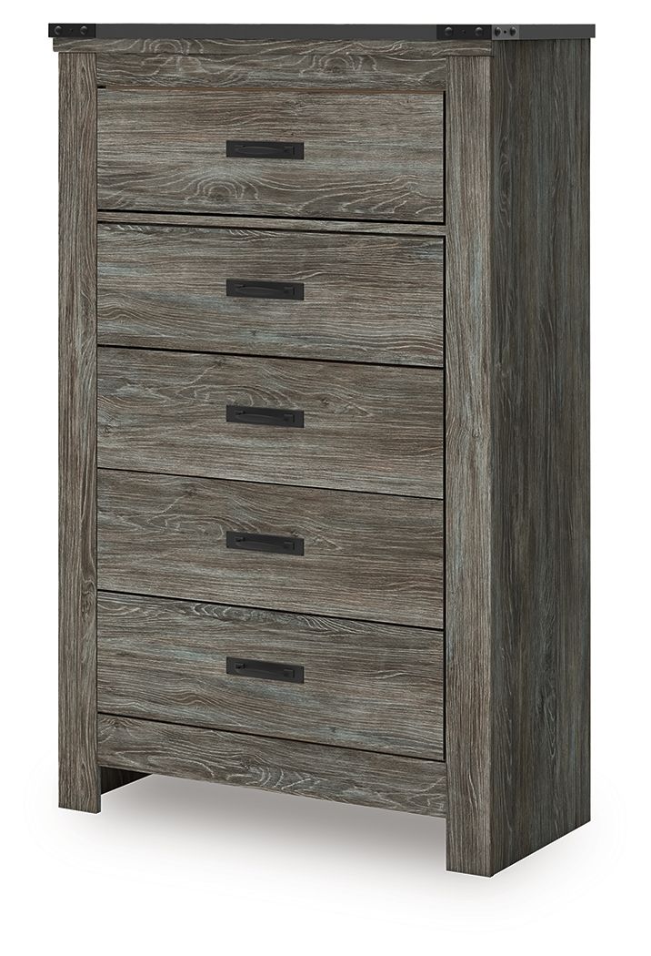 Frandern - Gris - Commode à cinq tiroirs
