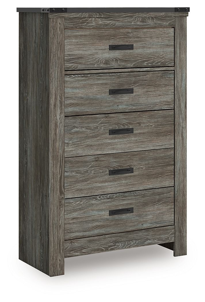 Frandern - Gris - Commode à cinq tiroirs