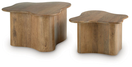 Abeford - Marron - Table basse d'appoint (ensemble de 2)