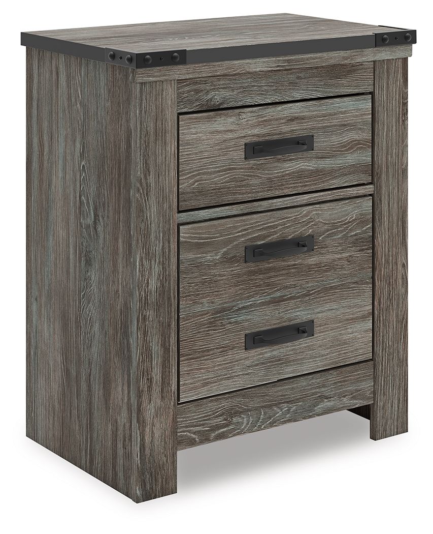 Frandern - Gris - Table de chevet à deux tiroirs