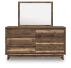Chirason - Marron - Commode à six tiroirs et miroir