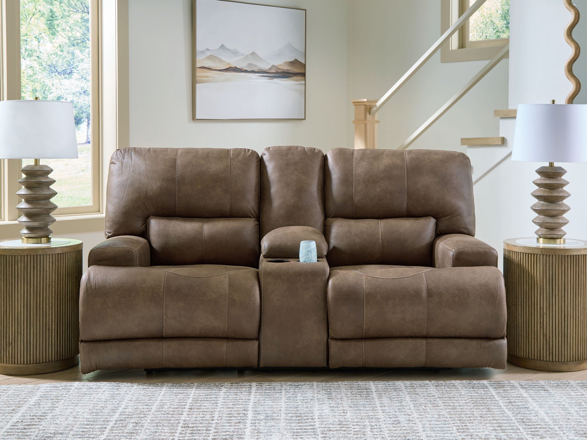 Beckley Place - Earth - Causeuse inclinable électrique avec console et appui-tête réglable