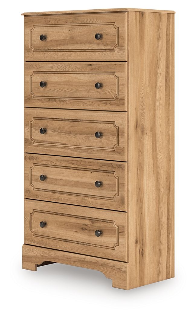 Aleaport - Brun chaud - Commode à cinq tiroirs