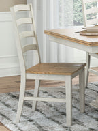 Purlaney - Chaises de salle à manger blanc antique / naturel (lot de 2)