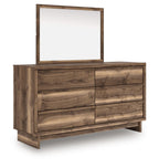 Chirason - Marron - Commode à six tiroirs et miroir