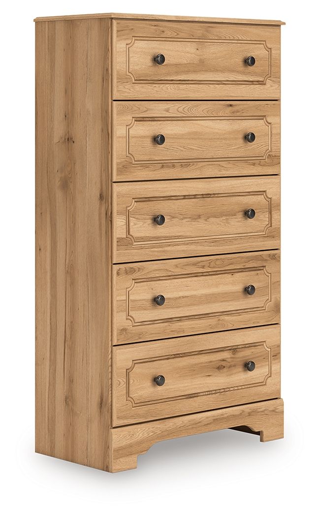 Aleaport - Brun chaud - Commode à cinq tiroirs
