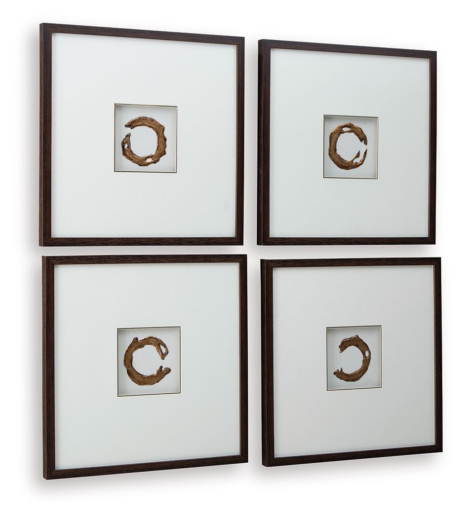 Dallbourne - Finition blanche/dorée - Ensemble de décoration murale (lot de 4)