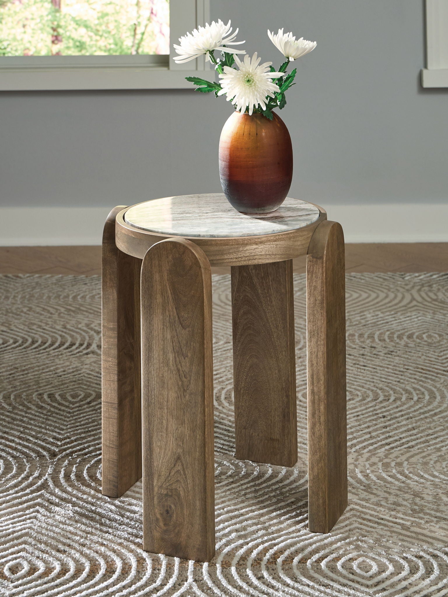 Gavrilley - Gris / Blanc / Marron - Table d'appoint