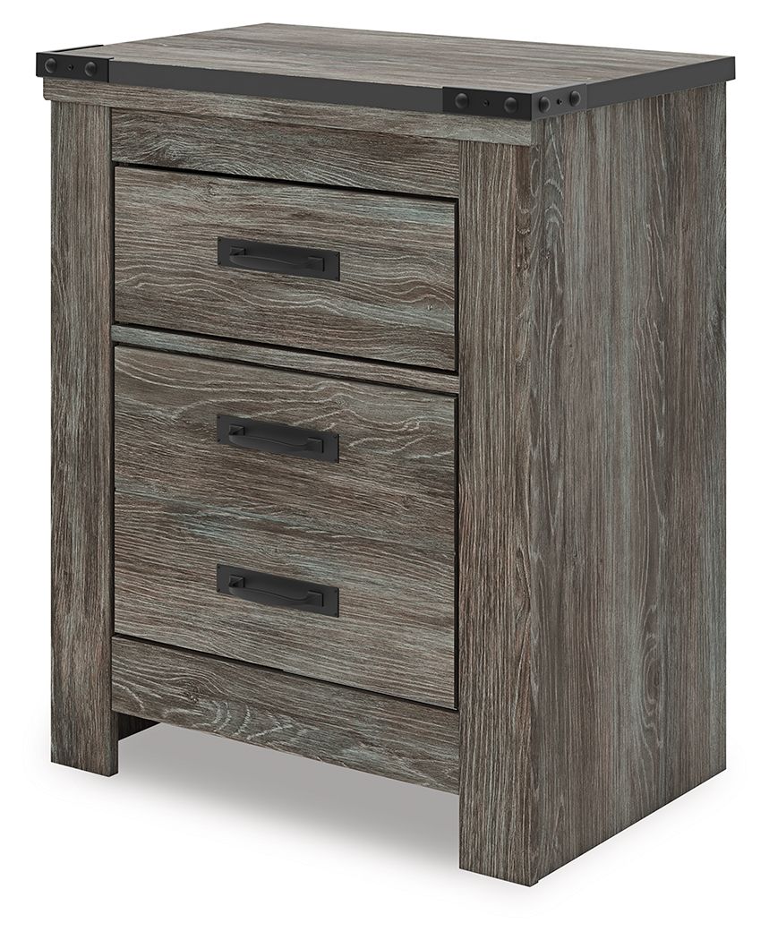 Frandern - Gris - Table de chevet à deux tiroirs