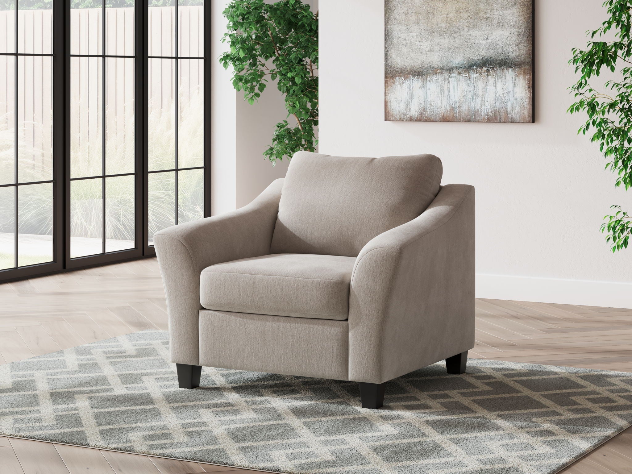 Willarae - Taupe - Ensemble 2 pièces - Chaise et demie, Pouf