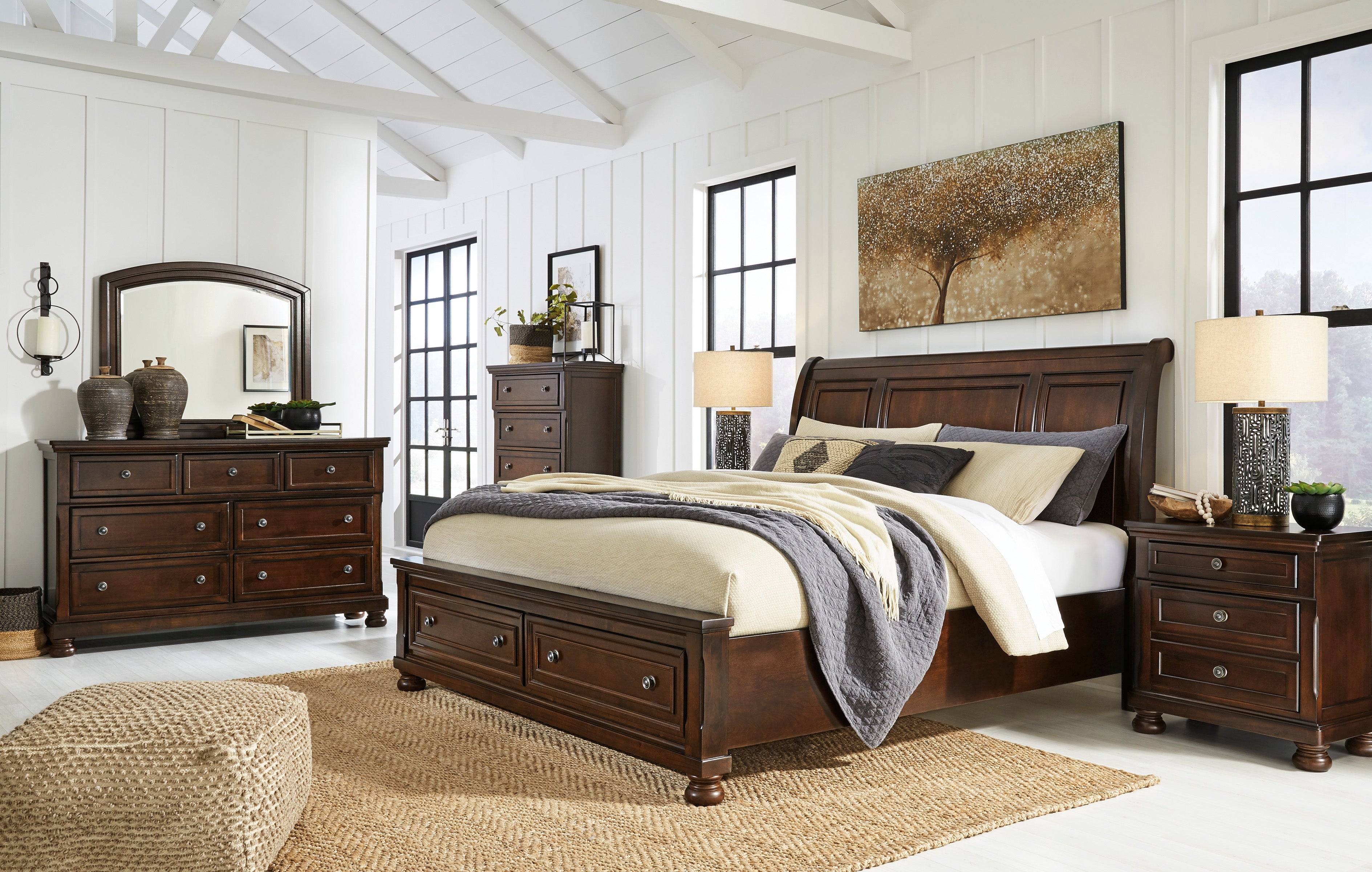 Grand Porter - Ensemble de chambre à coucher 5 pièces avec lit king-size et grand lit