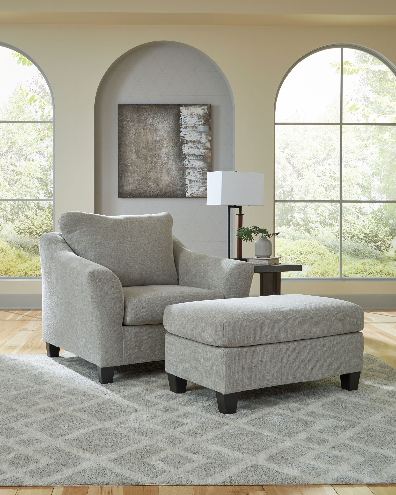 Willarae - Taupe - Ensemble 2 pièces - Chaise et demie, Pouf