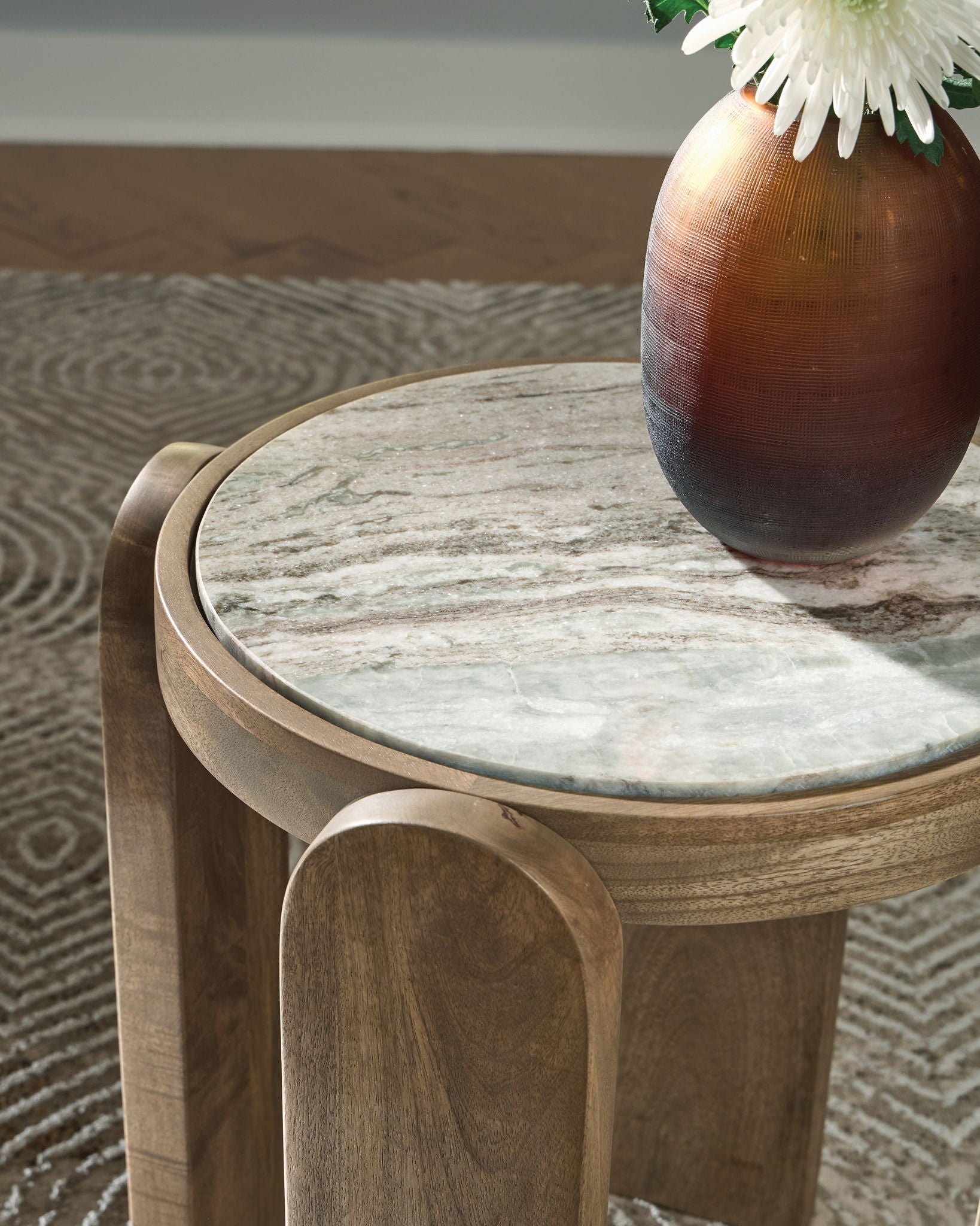Gavrilley - Gris / Blanc / Marron - Table d'appoint