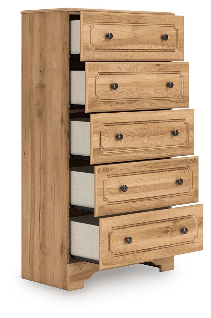 Aleaport - Brun chaud - Commode à cinq tiroirs