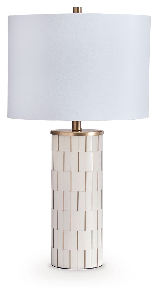 Faridworth - Lampe de table en poly, finition blanche/dorée