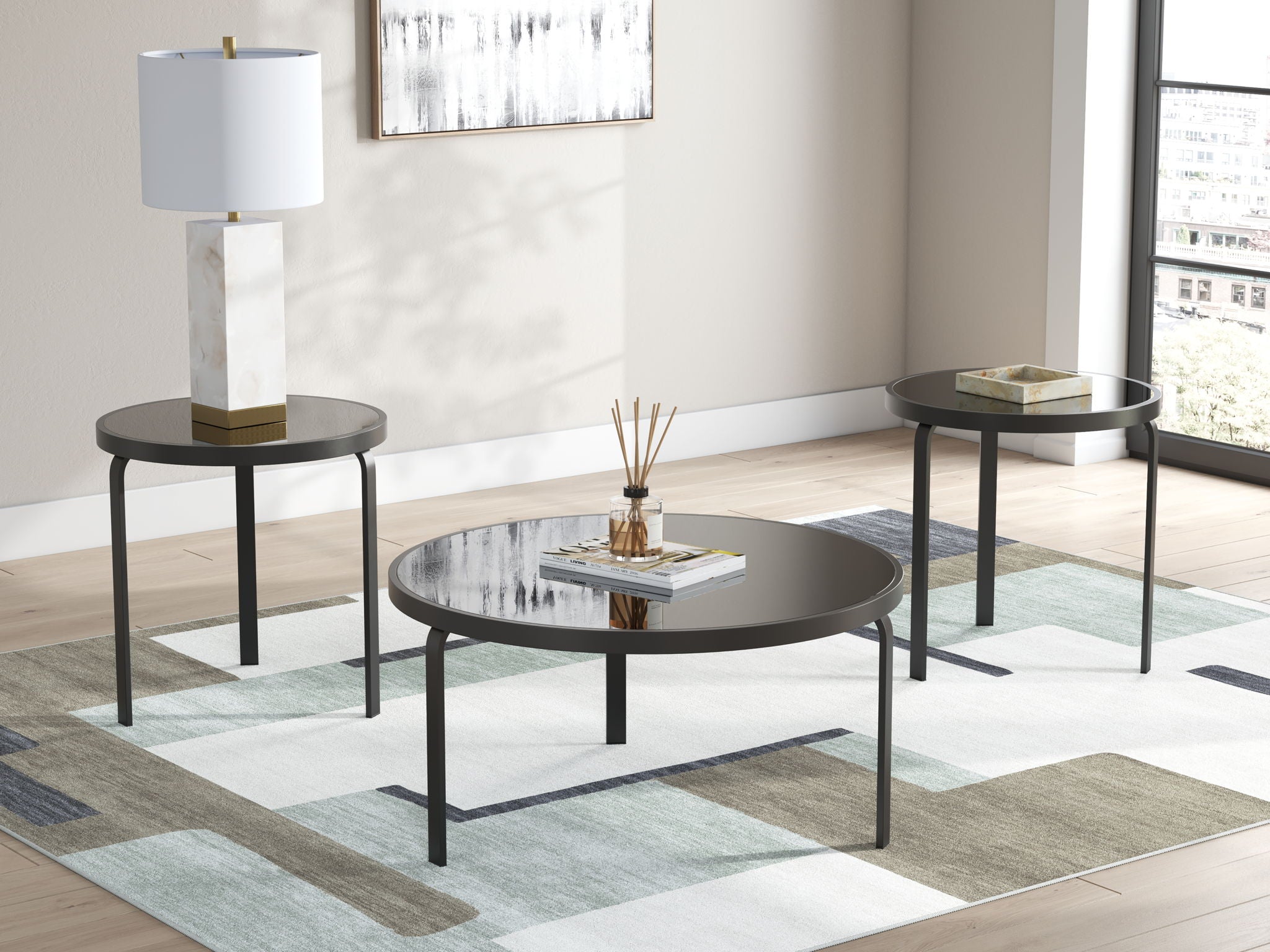 Dorylin - Noir - Ensemble de tables d'appoint (lot de 3)