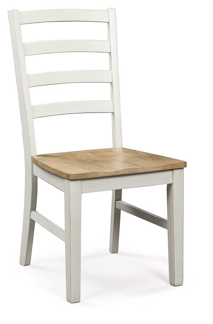 Purlaney - Chaises de salle à manger blanc antique / naturel (lot de 2)