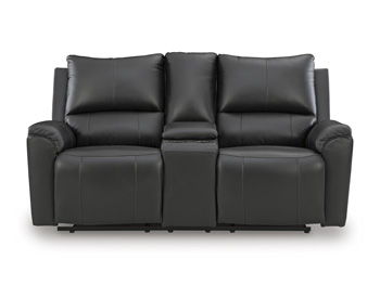 Glossmore - Noir - Canapé inclinable avec console